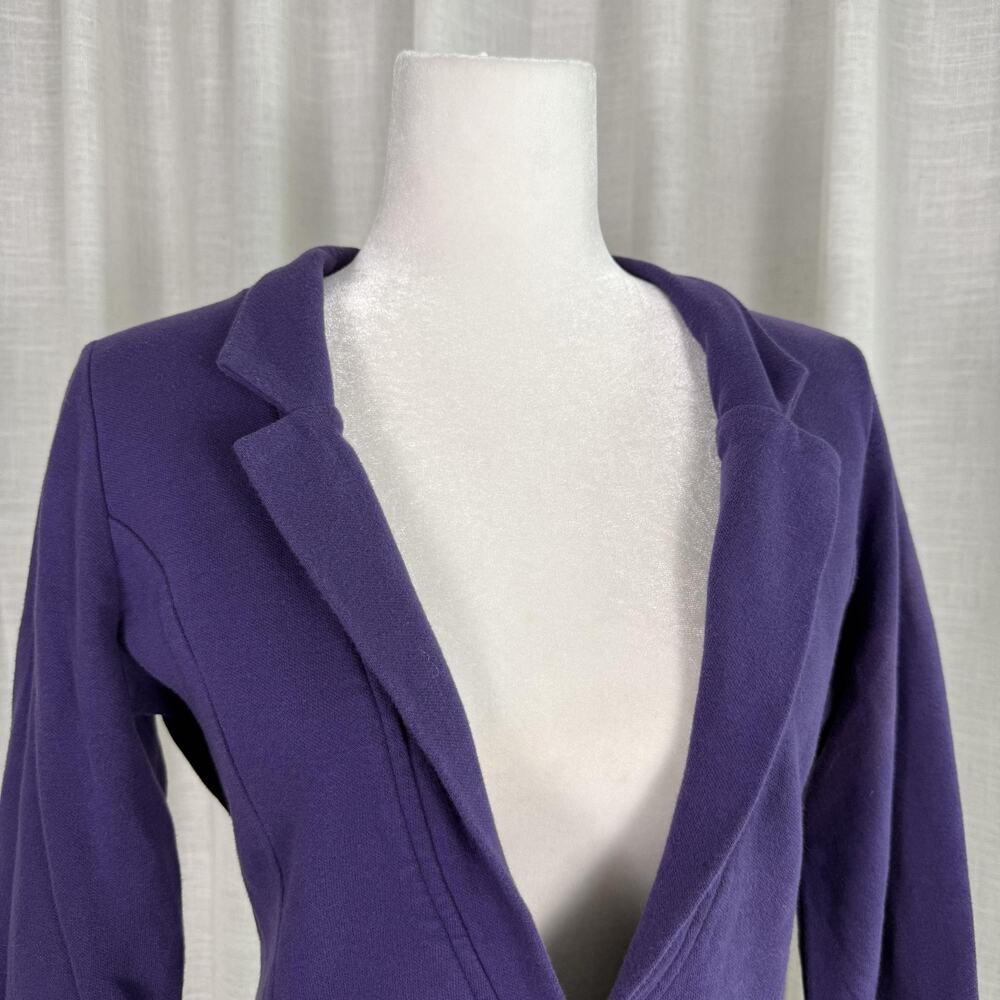 Caslon Knit Blazer Jacket Womens Medium Purple Cotton One Button Casual - Picture 2 of 10